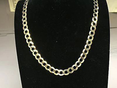 Pre-owned R C I 10k Solid Yellow Gold Comfort Concave Curb Link Chain Necklace 22" 8.2mm 29grams