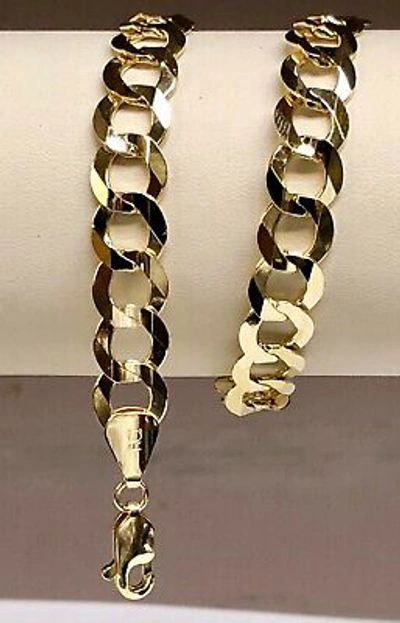 Pre-owned R C I 10k Solid Yellow Gold Comfort Concave Curb Link Chain Necklace 22" 8.2mm 29grams