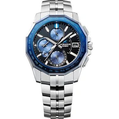 Pre-owned Casio Ocw-s6000-1ajf [oceanus Manta Solar Wave Bluetooth Slim Case Sapphire]
