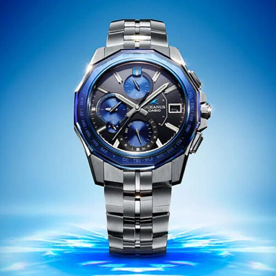 Pre-owned Casio Ocw-s6000-1ajf [oceanus Manta Solar Wave Bluetooth Slim Case Sapphire]