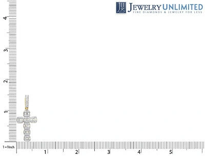 Pre-owned Jewelry Unlimited 10k Gold Baguette 1 1/2ct Real Diamond Cross Pendant 1.5" In G-h