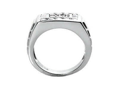 Pre-owned Jewelwesell Genuine 1.60ct Round Cut Mens Wedding Band Ring 950 Platinum Si1 Channel Set
