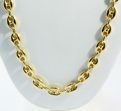 Pre-owned Gd Diamond 39.80 Gm 14k Gold Yellow Men's / Women's Puff Mariner Chain Necklace 28" 9.5 Mm