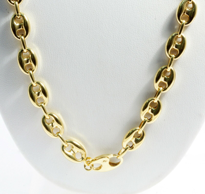 Pre-owned Gd Diamond 39.80 Gm 14k Gold Yellow Men's / Women's Puff Mariner Chain Necklace 28" 9.5 Mm