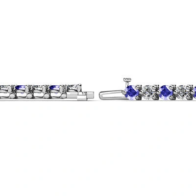 Pre-owned Trijewels Tanzanite And Diamond Eternity Tennis Bracelet 5.32 Ctw 14k White Gold Jp:124796 In H-i