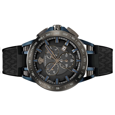Pre-owned Versace Men Watch Chronograph Sport Tech Ve3e00221 Silicone