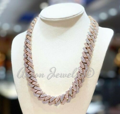 Pre-owned Handmade Men's Moissanite Miami Cuban Link 20mm X 26" Chain Real 925 Silver Passes Tester In Multicolor
