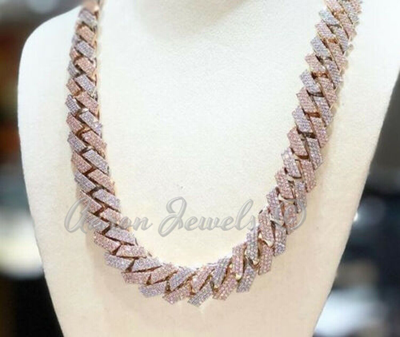 Pre-owned Handmade Men's Moissanite Miami Cuban Link 20mm X 26" Chain Real 925 Silver Passes Tester In Multicolor