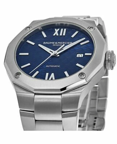 Pre-owned Baume Et Mercier Baume & Mercier Riviera Automatic Blue Dial Steel Men's Watch 10620