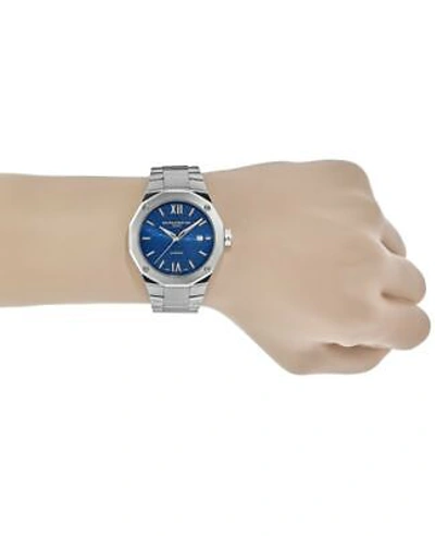 Pre-owned Baume Et Mercier Baume & Mercier Riviera Automatic Blue Dial Steel Men's Watch 10620