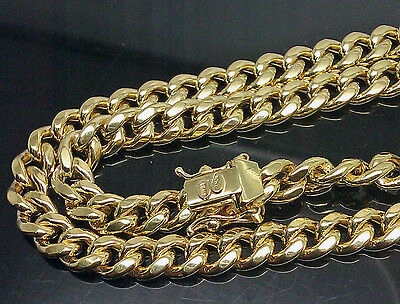 Pre-owned Globalwatches10 Real 10k Yellow Gold Mens Miami Cuban Link Chain Box Lock 22" Inch 8mm Necklace