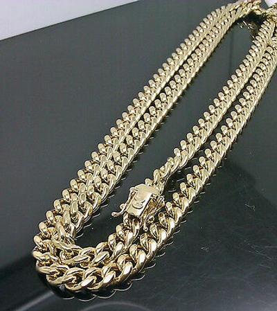 Pre-owned Globalwatches10 Real 10k Yellow Gold Mens Miami Cuban Link Chain Box Lock 22" Inch 8mm Necklace