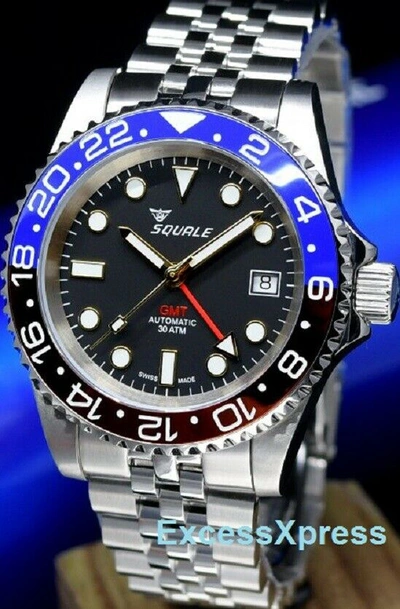 Pre-owned Squale 1545 30 Atmos Blue/red "pepsi" Gmt Ceramica Watch - Mkii