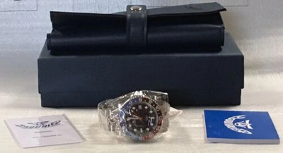 Pre-owned Squale 1545 30 Atmos Blue/red "pepsi" Gmt Ceramica Watch - Mkii