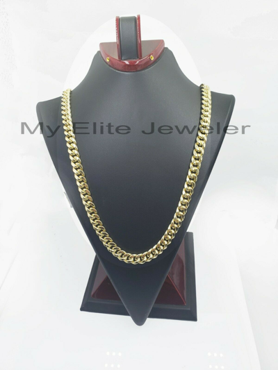 Pre-owned My Elite Jeweler 14k Yellow Gold 10mm Chain Miami Cuban Link Necklace 24" Men 14kt Real Gold Sale