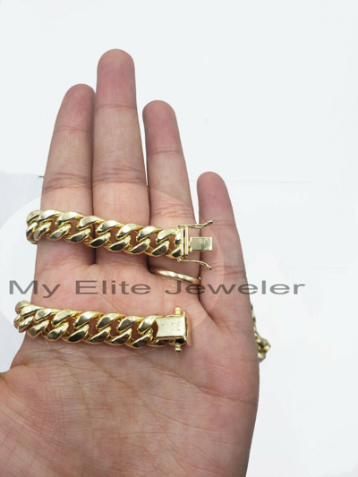 Pre-owned My Elite Jeweler 14k Yellow Gold 10mm Chain Miami Cuban Link Necklace 24" Men 14kt Real Gold Sale