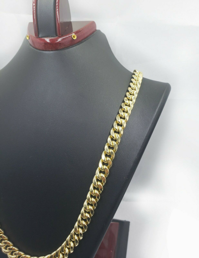 Pre-owned My Elite Jeweler Real 14k Yellow Gold Necklace 10mm Chain Miami Cuban Link 24 Inch For Mens 14kt