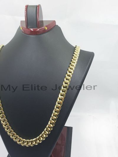 Pre-owned My Elite Jeweler 14k Yellow Gold 10mm Chain Miami Cuban Link Necklace 24" Men 14kt Real Gold Sale