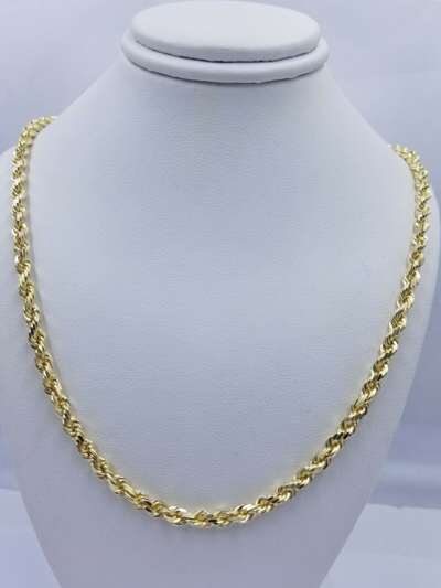 Pre-owned My Elite Jeweler Solid Real10k Gold Rope Chain 4mm 18"-30" Necklace 10kt Yellow Gold Diamond Cut