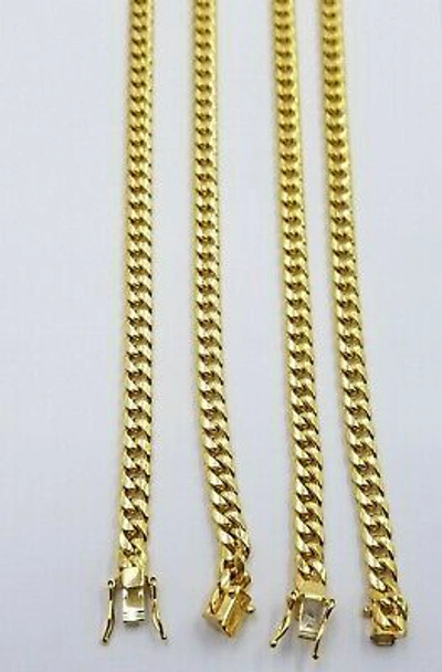 Pre-owned Globalwatches10 Real 10k Yellow Gold Chain Miami Cuban Link Necklace 6mm Mens 10kt 22" Box Lock