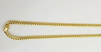Pre-owned Globalwatches10 Real 10k Yellow Gold Chain Miami Cuban Link Necklace 6mm Mens 10kt 22" Box Lock