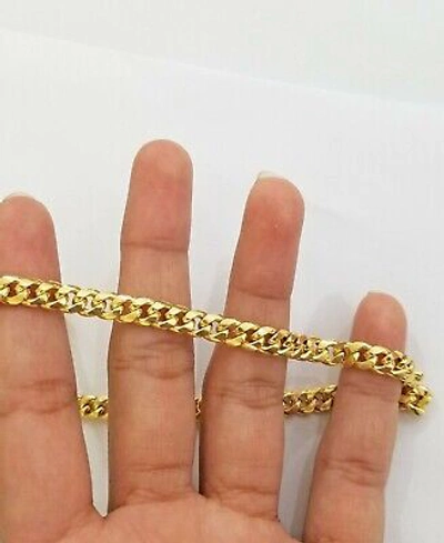 Pre-owned Globalwatches10 Real 10k Yellow Gold Chain Miami Cuban Link Necklace 6mm Mens 10kt 22" Box Lock