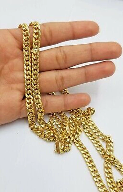 Pre-owned Globalwatches10 Real 10k Yellow Gold Chain Miami Cuban Link Necklace 6mm Mens 10kt 22" Box Lock