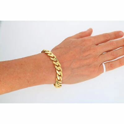 Pre-owned Nuragold 10k Yellow Gold Royal Monaco Miami Cuban Link 13mm Curb Chain Mens Bracelet 9"