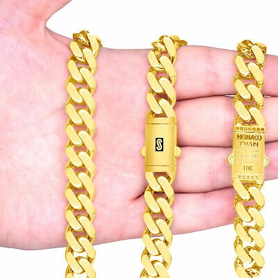 Pre-owned Nuragold 10k Yellow Gold Royal Monaco Miami Cuban Link 13mm Curb Chain Mens Bracelet 9"