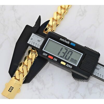 Pre-owned Nuragold 10k Yellow Gold Royal Monaco Miami Cuban Link 13mm Curb Chain Mens Bracelet 9"