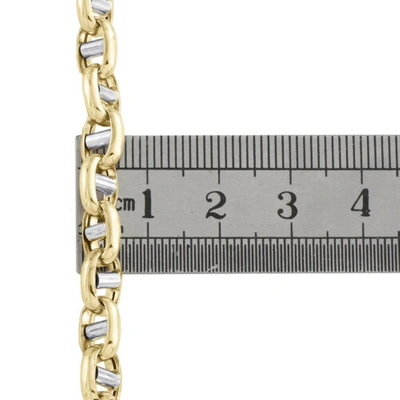 Pre-owned Jfl Diamonds & Timepieces 10k Two Tone Gold Oval Puff Mariner Anchor Link Chain 7mm Statement Necklace 24"