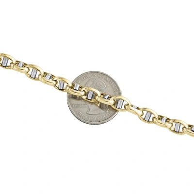 Pre-owned Jfl Diamonds & Timepieces 10k Two Tone Gold Oval Puff Mariner Anchor Link Chain 7mm Statement Necklace 24"