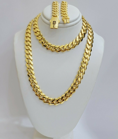 Pre-owned My Elite Jeweler 10k Gold Chain Miami Cuban Royal Link 8.5 Mm 24" Shiny Plain Necklace, Real 10kt In No Stone