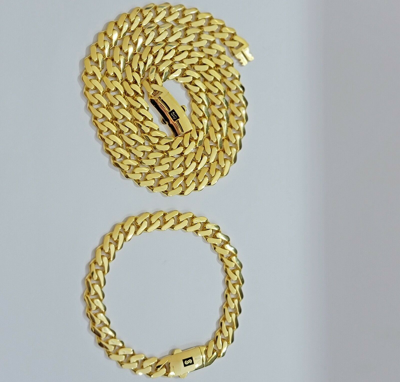 Pre-owned My Elite Jeweler 10k Gold Chain Miami Cuban Royal Link 8.5 Mm 24" Shiny Plain Necklace, Real 10kt In No Stone