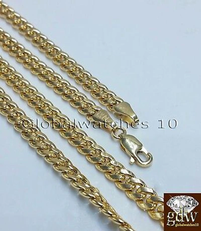 Pre-owned Globalwatches10 Real 10k Yellow Gold Head Charm Pendant 26" Cuban Chain Mens Women