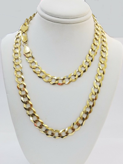 Pre-owned Gold & Diamond Jeweler Solid 9mm 14k Gold Cuban Curb Link Chain Necklace 20 22 24 26 28 30 Inch Real