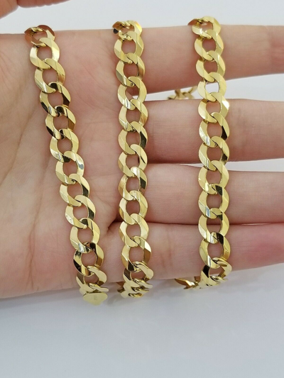 Pre-owned Gold & Diamond Jeweler Solid 9mm 14k Gold Cuban Curb Link Chain Necklace 20 22 24 26 28 30 Inch Real