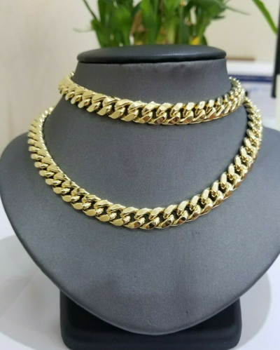 Pre-owned Globalwatches10 Real 10k Yellow Gold 9mm 20" 22" 24' 26" 28" 30" Miami Cuban Link Necklace In 20 Inch