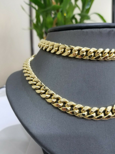 Pre-owned Globalwatches10 Real 10k Yellow Gold 9mm 20" 22" 24' 26" 28" 30" Miami Cuban Link Necklace In 20 Inch