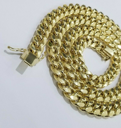 Pre-owned Globalwatches10 Real 10k Yellow Gold 9mm 20" 22" 24' 26" 28" 30" Miami Cuban Link Necklace In 20 Inch