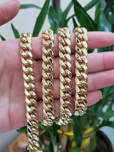 Pre-owned Globalwatches10 Real 10k Yellow Gold 9mm 20" 22" 24' 26" 28" 30" Miami Cuban Link Necklace In 20 Inch