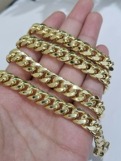Pre-owned Globalwatches10 Real 10k Yellow Gold 9mm 20" 22" 24' 26" 28" 30" Miami Cuban Link Necklace In 20 Inch