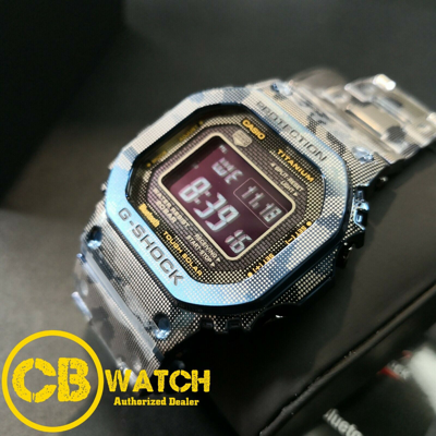 Pre-owned Casio G-shock Limited Edition Titanium Blue Camo Bluetooth Watch Gshock Gmw-b5000tcf-2
