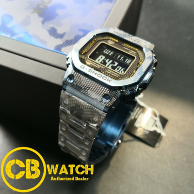 Pre-owned Casio G-shock Limited Edition Titanium Blue Camo Bluetooth Watch Gshock Gmw-b5000tcf-2