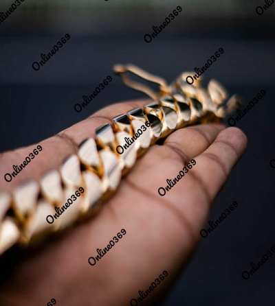 Pre-owned Online0369 Men's 20mm Thick 8.5 Inch Miami Cuban Solid Bracelet Silver Free Moissanite Stud In White