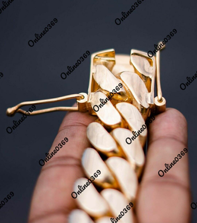 Pre-owned Online0369 Men's 20mm Thick 8.5 Inch Miami Cuban Solid Bracelet Silver Free Moissanite Stud In White