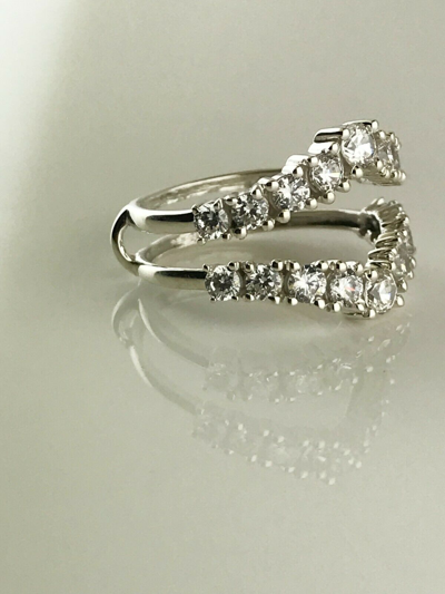 Pre-owned Halojeweler 14k Gold 1.41 Ct Round Cut Genuine Diamond Wedding Enhancer Guard Wrap Band Ring In White