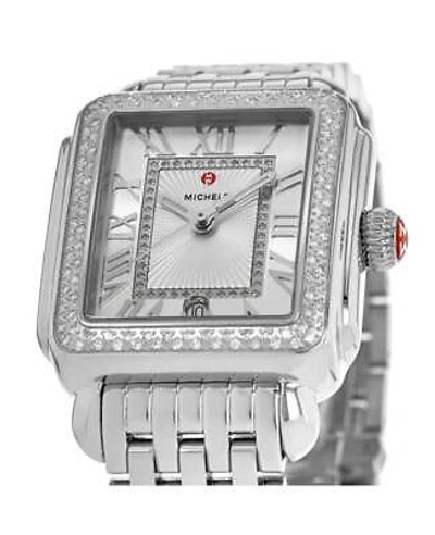 Pre-owned Michele Deco Madison Diamond Stainless Steel Women's Watch Mww06t000163