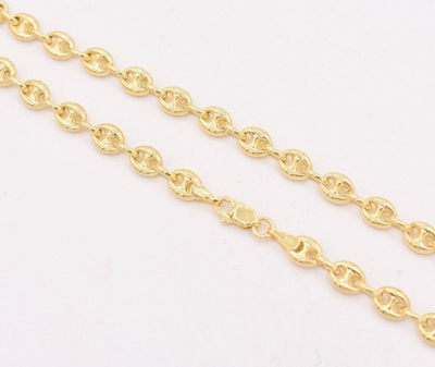 Pre-owned Bayam 4.7mm Puffed Mariner Link Chain Necklace Real Solid 14k Yellow Gold Unisex In 20"
