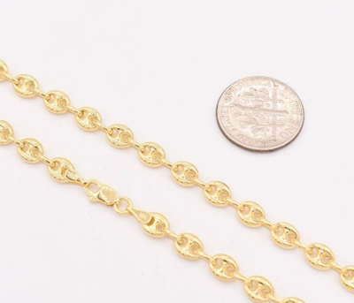 Pre-owned Bayam 4.7mm Puffed Mariner Link Chain Necklace Real Solid 14k Yellow Gold Unisex In 20"